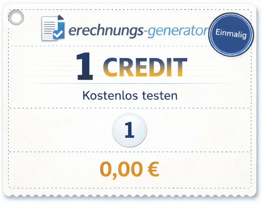 Produktbild einer 1-Credit-Karte im Stil einer gestempelten Zehnerkarte für Pro-Funktionen des E-Rechnungs-Generators