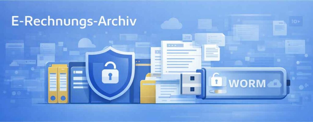E-Rechnungs-Archiv auf USB WORM-Stick zur revisionssicheren Speicherung von XRechnung, ZUGFeRD und XML mit Schutz vor nachträglicher Veränderung